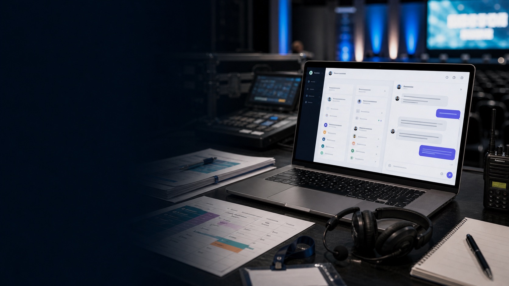 Interface GECI em dispositivos com módulos operacionais e listas de informação.